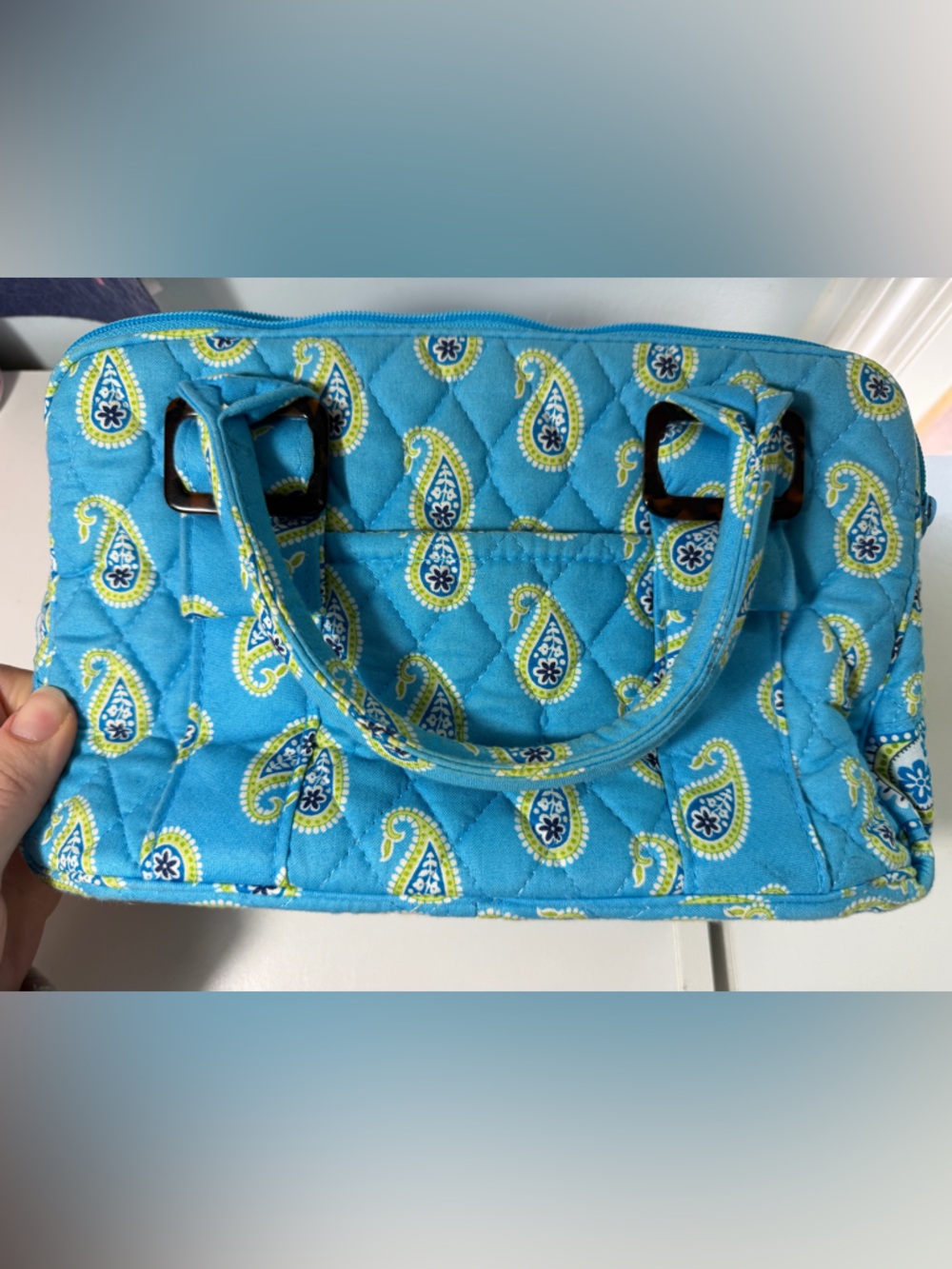 Vera Bradley Vintage Blue Paisley Quilted Mini Satchel and matching wallet